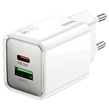 СЗУ (Сетевое зарядное устройство) HOCO N46 Glorious, 20W, 1 USB Type C, 1 USB A, PD20W, QC3.0, цвет белый СЗУ (Сетевое зарядное устройство) HOCO N46 Glorious, 20W, 1 USB Type C, 1 USB A, PD20W, QC3.0, цвет белый