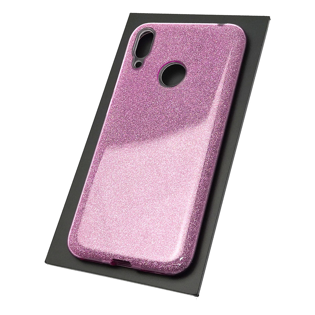 Чехол накладка Shine для HUAWEI Y7 2019, силикон, блестки, цвет пурпурный