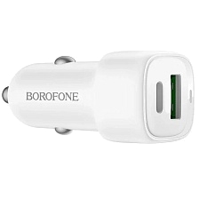 АЗУ (Автомобильное зарядное устройство) BOROFONE BZ34B Cloud, 1 USB, 1 USB Type C, PD20W, QC3.0, цвет белый