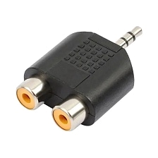 Адаптер, переходник Jack 3.5 mm на 2 RCA, цвет черный