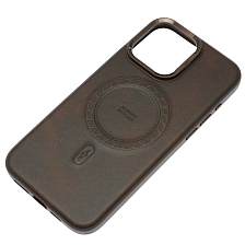 Чехол накладка Modern Stylish с поддержкой MagSafe для APPLE iPhone 15 Pro Max, защита камеры, подставка, экокожа, бархат, цвет темно коричневый