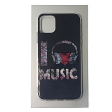 Чехол накладка для APPLE iPhone 11, силикон, рисунок I love Music
