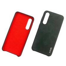 Чехол накладка для XIAOMI MI 9 SE, силикон, экокожа, цвет чёрный.