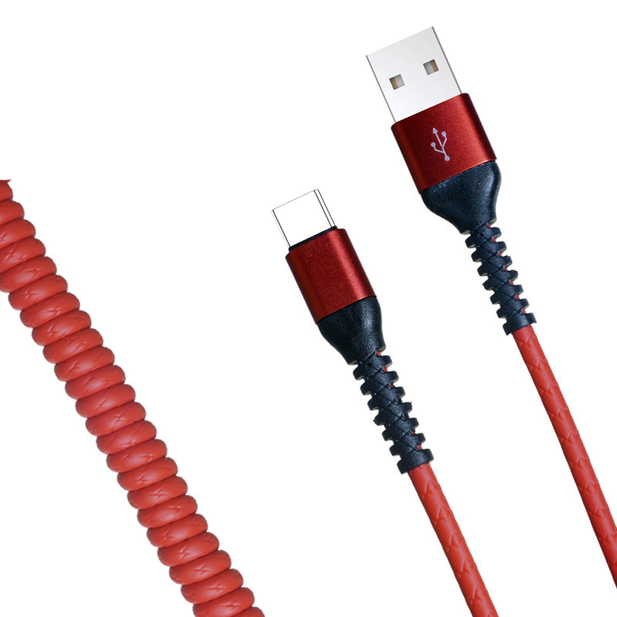 USB Дата-кабель R22 Type-C aka USB-C, витой, силикон, длина 1 метр, 3A, цвет красный