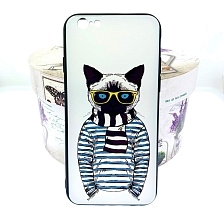 Чехол накладка BRF для APPLE iPhone 6, 6G, 6S, силикон, рисунок Кот в полосатой кофте.