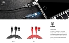 USB-Дата кабель Baseus CA3IN1-01 3-in-1 Dual Output Lightning-USB Type-C, USB 1м цвет чёрный.