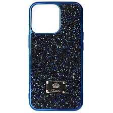 Чехол накладка Queen для APPLE iPhone 13 Pro (6.1"), силикон, стразы, цвет синий