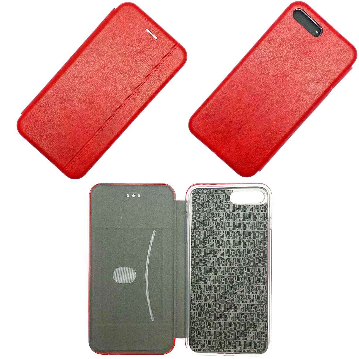 Чехол книжка VINTAGE LiNE для APPLE iPhone 7 Plus, iPhone 8 Plus, экокожа, цвет красный.