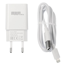 СЗУ (Сетевое зарядное устройство) MRM MR79i, 2.1A, 1 USB, кабель Lightning 8 pin, длина 1м, цвет белый