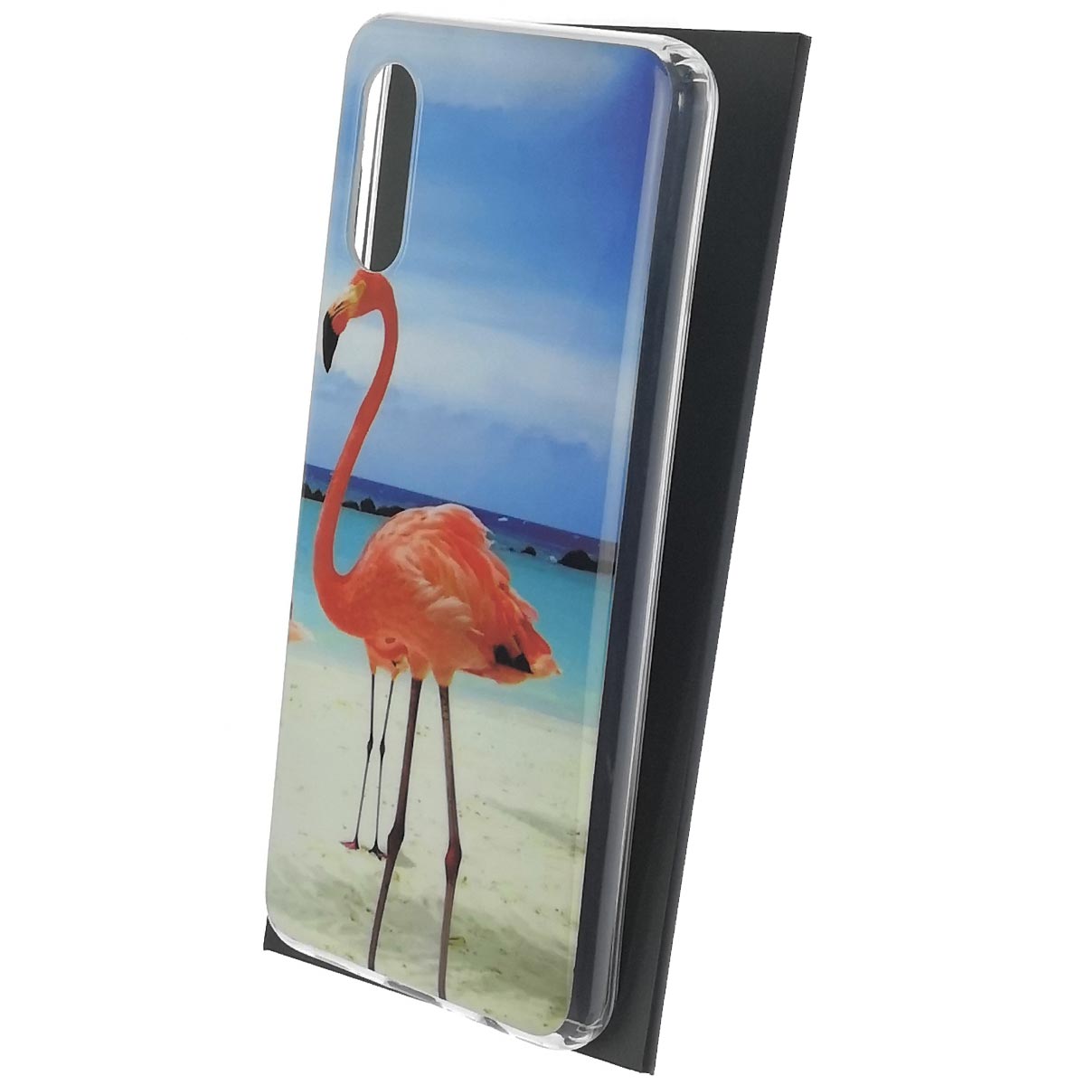 Чехол накладка для SAMSUNG Galaxy A02 (SM-A022G/DS), силикон, глянцевый, рисунок Фламинго на пляже Чехол накладка для SAMSUNG Galaxy A02 (SM-A022G/DS), силикон, глянцевый, рисунок Фламинго на пляже