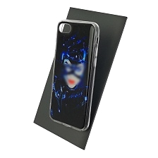 Чехол накладка для APPLE iPhone 7, iPhone 8, iPhone SE 2020, силикон, глянцевый, рисунок Женщина Кошка