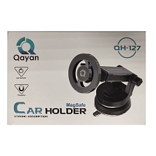 Автомобильный магнитный держатель QAYAN QH-127 с креплением под MagSafe на вакуумной присоске для смартфона, на приборную панель, цвет черный