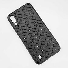 Чехол накладка для SAMSUNG Galaxy A10 (SM-A105), M10 (SM-M105), силикон, плетенный, цвет черный.