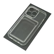 Чехол накладка CARD CASE для APPLE iPhone 14 Pro, силикон, отдел для карт, цвет прозрачный Чехол накладка CARD CASE для APPLE iPhone 14 Pro, силикон, отдел для карт, цвет прозрачный