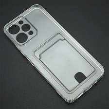 Чехол накладка CARD CASE для XIAOMI Redmi 12 4G, силикон, защита камеры, отдел для карт, цвет прозрачный