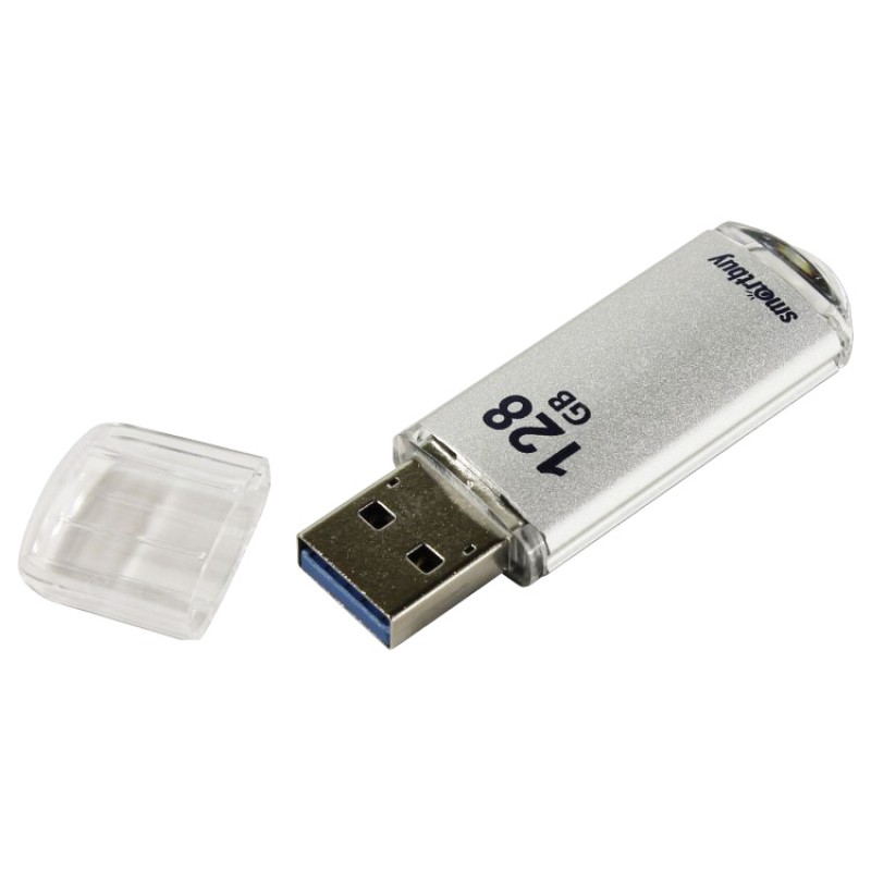 Флешка USB 3.0 128GB SmartBuy V-Cut, цвет серебристый