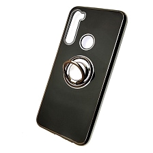 Чехол накладка для XIAOMI Redmi Note 8, силикон, кольцо держатель, цвет черный.