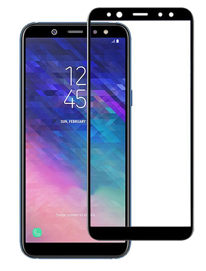 Защитное стекло Lito (премиальное качество) "5D" FULL GLUE для SAMSUNG Galaxy J6 2018 (SM-J600), цвет канта чёрный.