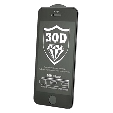 Защитное стекло 30D для APPLE iPhone 5, iPhone 5S, iPhone SE, цвет окантовки черный