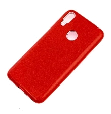 Чехол накладка Shine для HUAWEI Y7 2019, силикон, блестки, цвет красный.