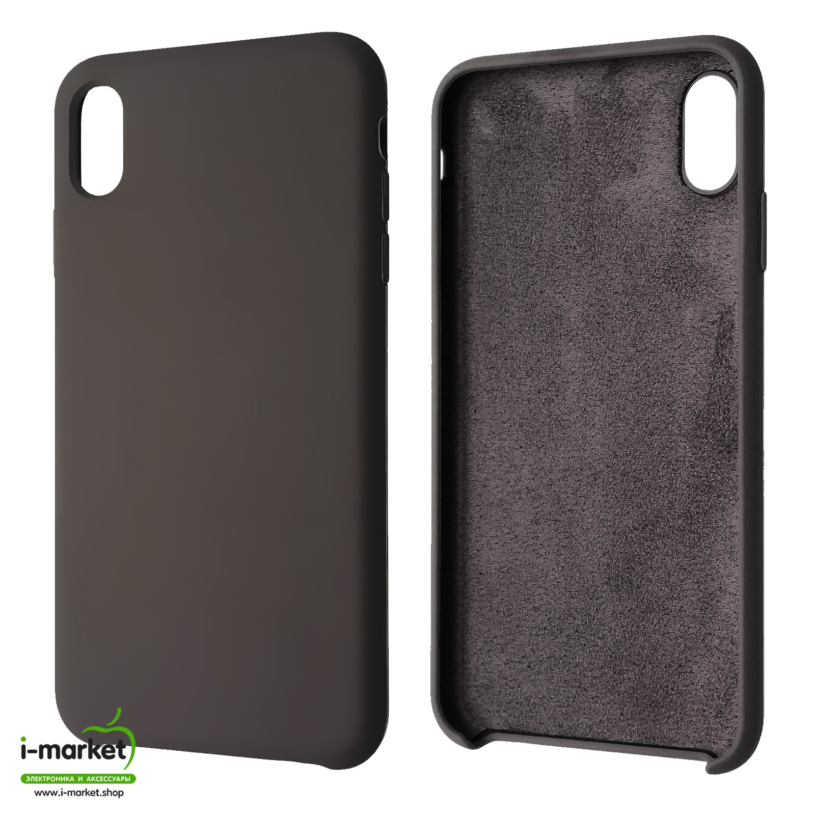 Чехол накладка Silicon Case для APPLE iPhone XS MAX, силикон, бархат, темно серый