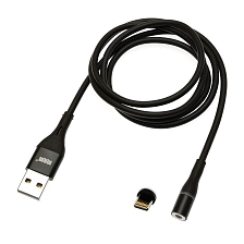 Магнитный зарядный кабель MRM 360i, длина 1 метр, с магнитной насадкой APPLE Lightning 8-pin, цвет черный | последняя цена