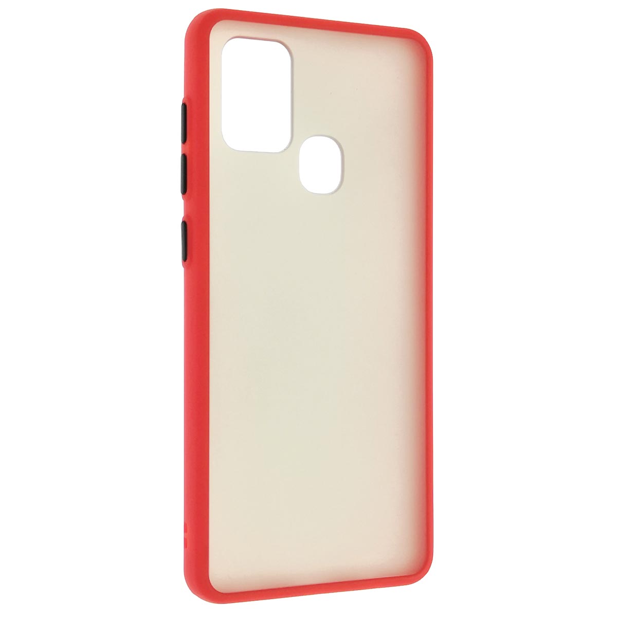 Чехол накладка SKIN SHELL для SAMSUNG Galaxy A21S (SM-A217F), силикон, пластик, цвет окантовки красный