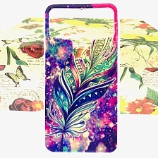 Чехол-накладка универсальная для 5.0" дюймов силиконовая, рисунок "Перышко".