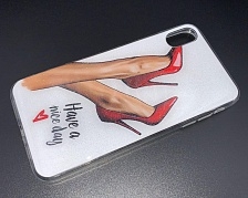 Чехол накладка для APPLE iPhone XS MAX, силикон, рисунок HAVE A NICE DAY.
