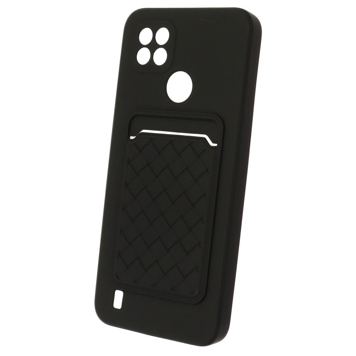 Чехол накладка CARD CASE для Realme C21, силикон, отдел для карт, цвет черный