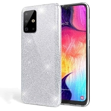 Чехол накладка Shine для SAMSUNG Galaxy A51 (SM-A515), силикон, блестки, цвет серебристый