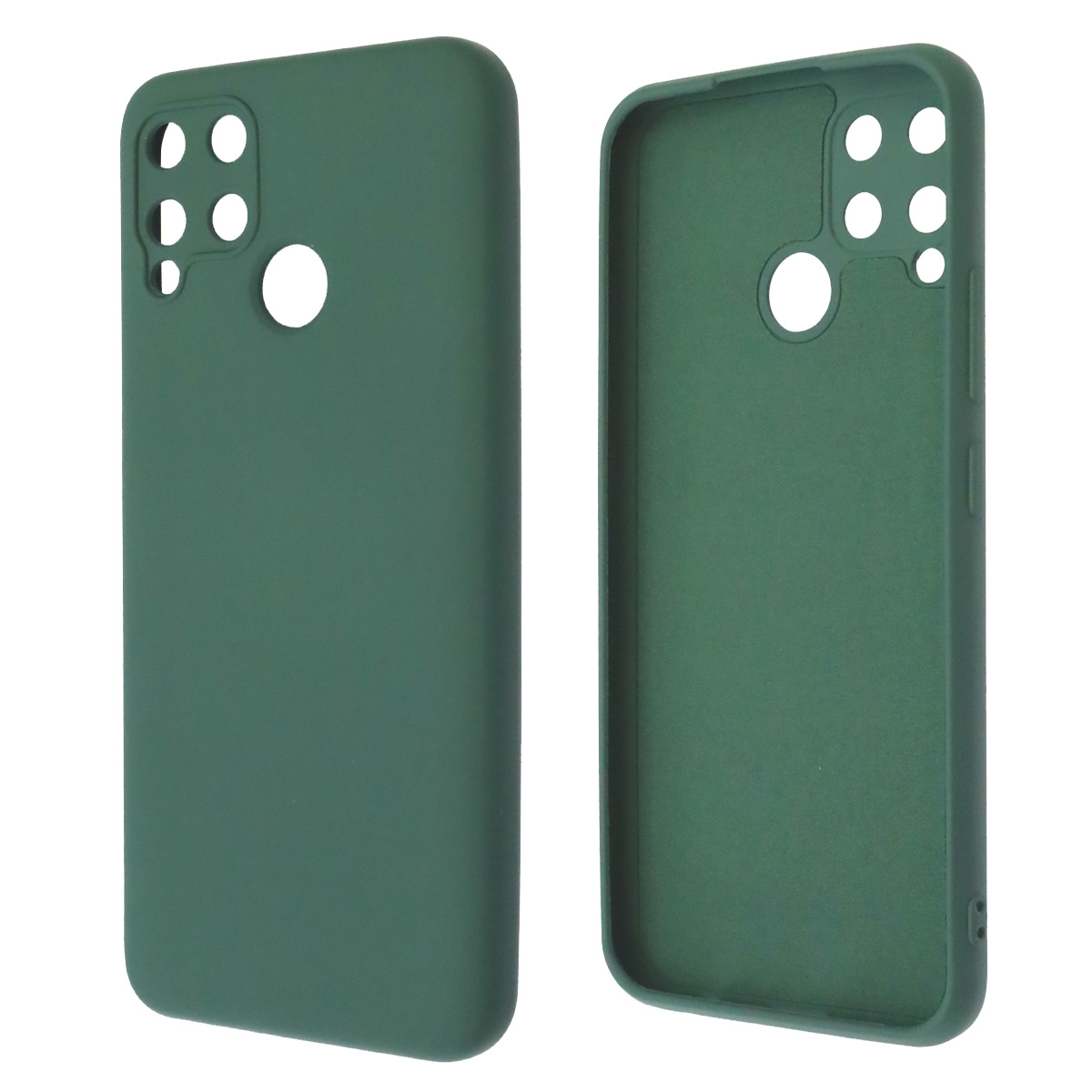Чехол накладка NANO для Realme C15, силикон, бархат, матовый, цвет темно зеленый