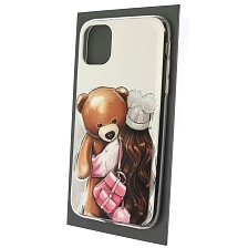 Чехол накладка для APPLE iPhone 11, силикон, рисунок Девочка с плюшевым мишкой