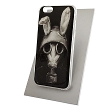 Чехол накладка для APPLE iPhone 6, 6S, силикон, рисунок Заяц в противогазе.