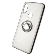 Чехол накладка для XIAOMI Redmi 7, силикон, кольцо держатель, цвет белый.