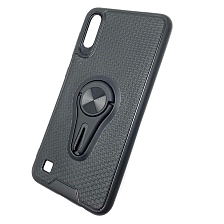 Чехол накладка FC для SAMSUNG Galaxy A10 (SM-A105), силикон, кольцо держатель, цвет черный.