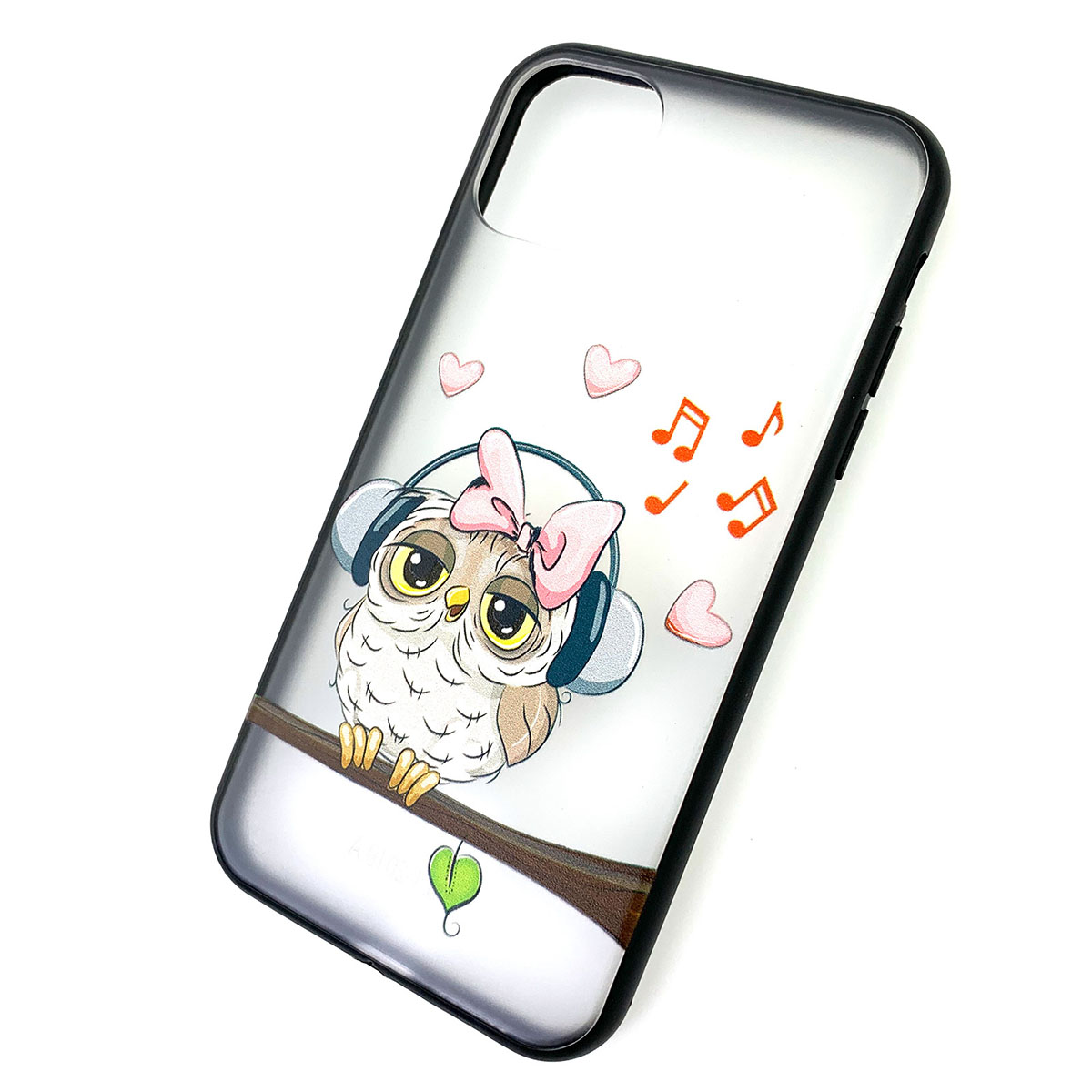 Чехол накладка для APPLE iPhone 11 Pro, пластик, окантовка силикон, рисунок Сова меломан.