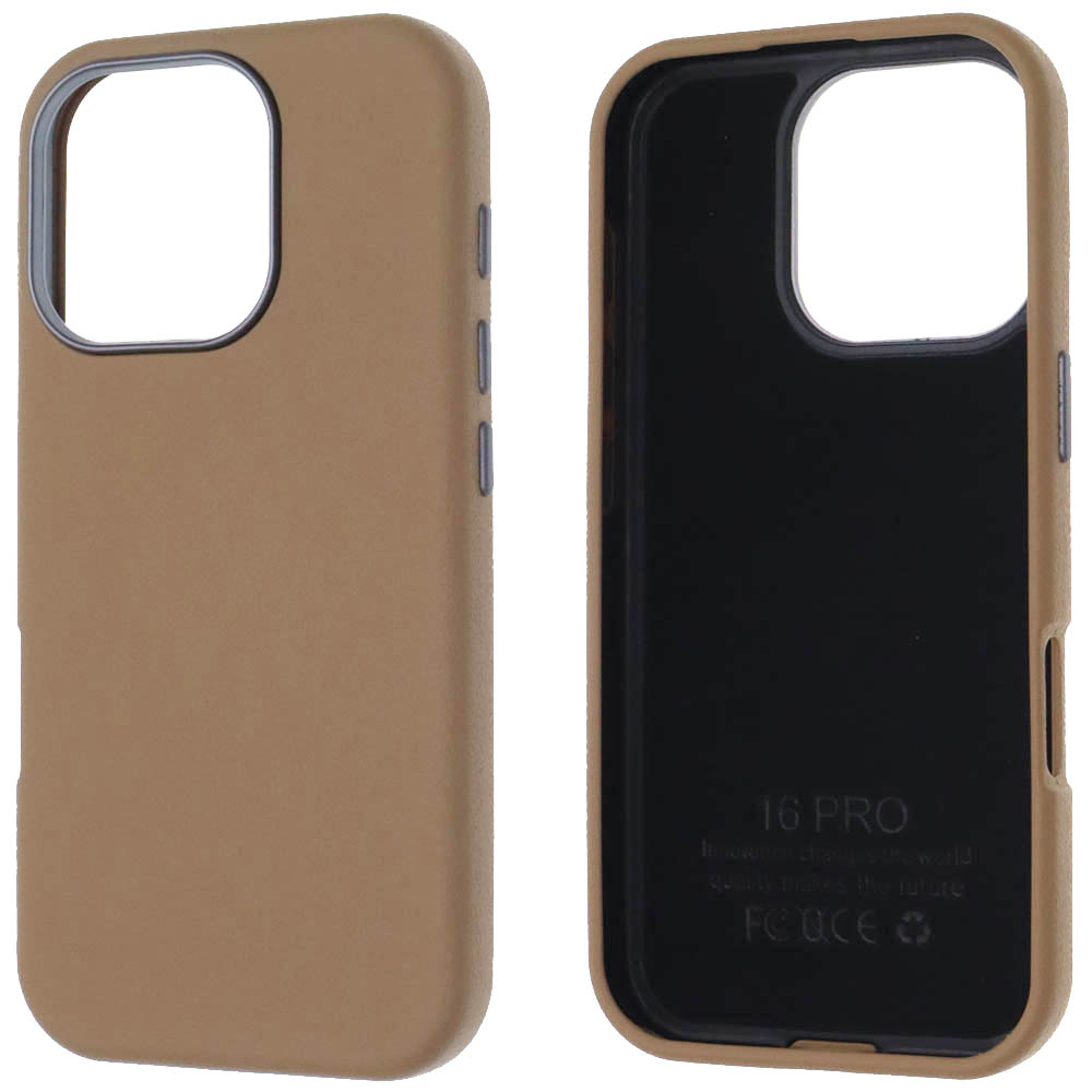 Чехол накладка для APPLE iPhone 16 Pro (6.3"), силикон, пластик, текстура кожи, бархат, цвет коричневый
