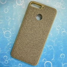 Чехол накладка для HUAWEI HONOR 7A PRO, HONOR 7C, Y6 2018, Y6 PRIME, силикон, ткань, цвет золотистый.