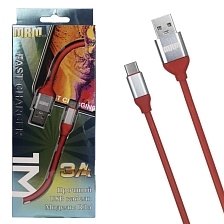 Кабель Type-C MRM R35, силикон, 3А, длина 1 метр, цвет красный Кабель Type-C MRM R35, силикон, 3А, длина 1 метр, цвет красный