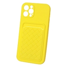 Чехол накладка CARD CASE для APPLE iPhone 12 Pro (6.1"), силикон, отдел для карт, цвет желтый Чехол накладка CARD CASE для APPLE iPhone 12 Pro (6.1"), силикон, отдел для карт, цвет желтый
