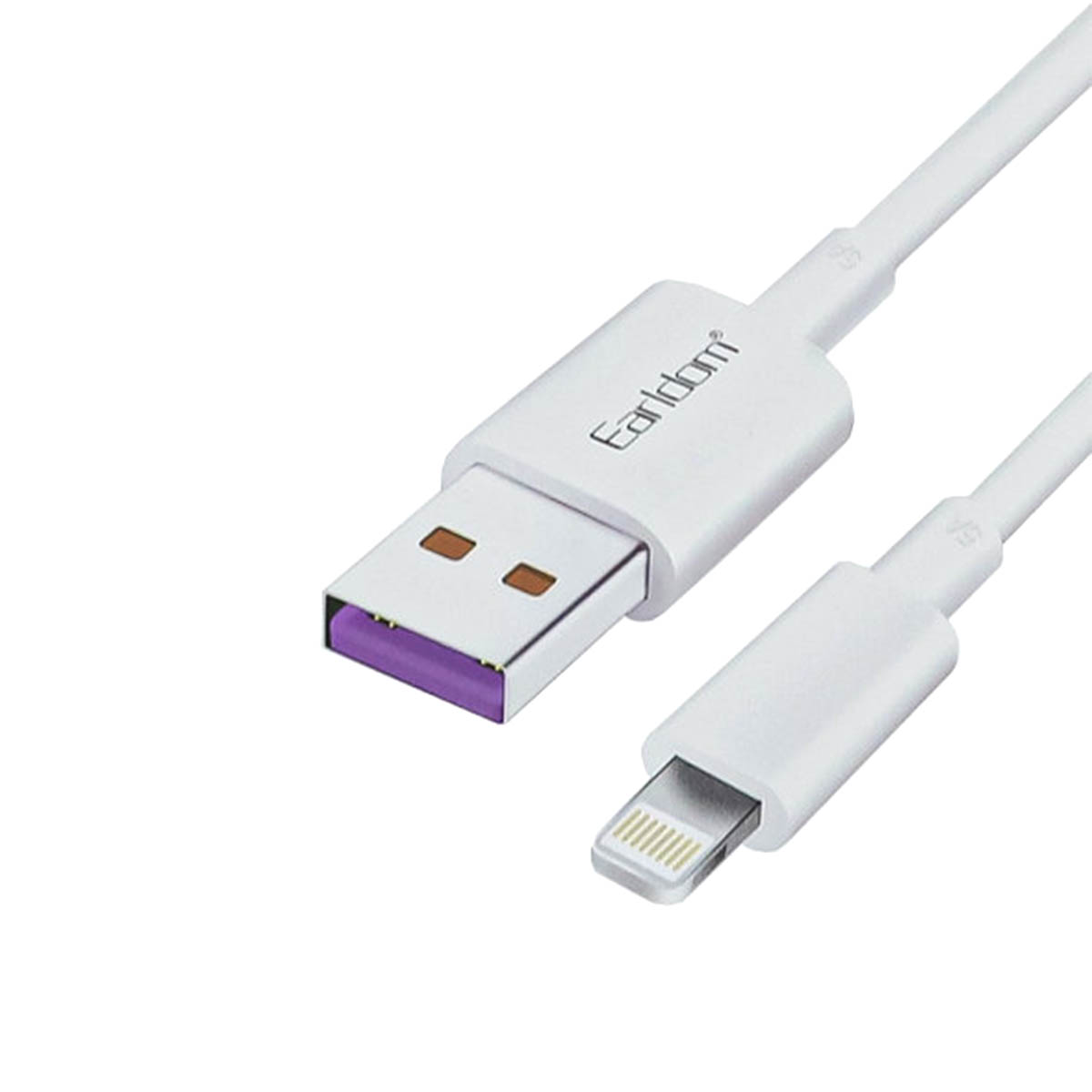Кабель Earldom EC-080I USB Lightning 8 pin, 5А, длина 1 метр, силикон, цвет белый
