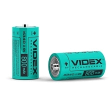 Аккумулятор 16340 800mAh Videx Li-ion 3.7V bulk 50, без защиты (VID-16340-0.8-NP).