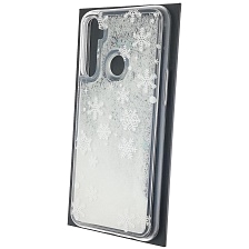 Чехол накладка для Realme C3, силикон, переливашка, рисунок белые снежинки