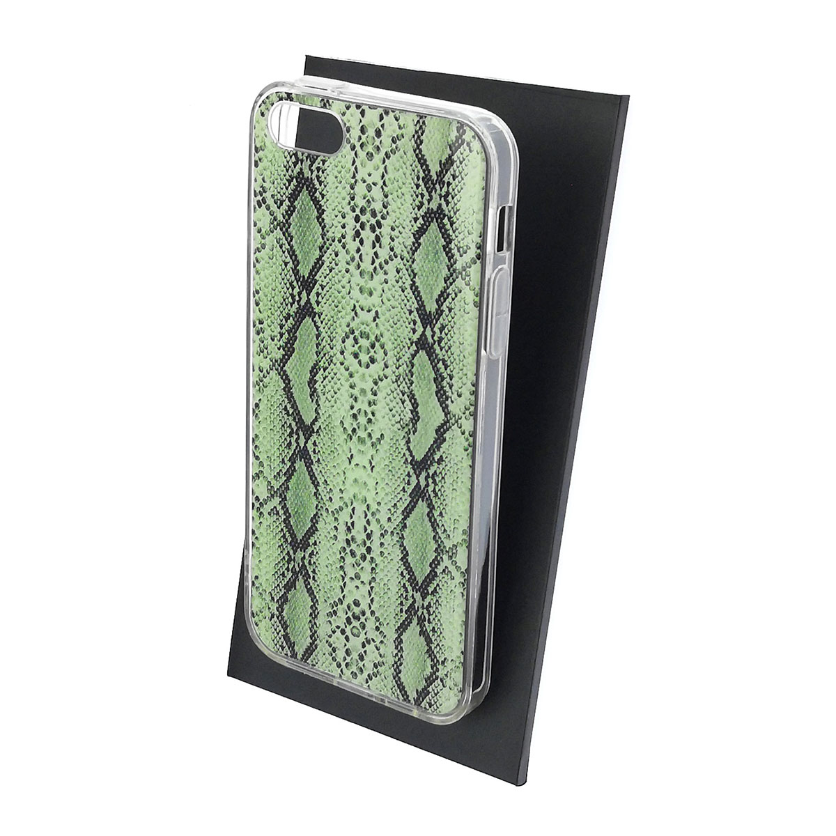 Чехол накладка для APPLE iPhone 5, iPhone 5G, iPhone 5S, iPhone SE, силикон, глянцевый, рисунок Зеленая кожа Каймана