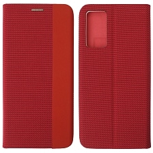 Чехол книжка MESH для XIAOMI Redmi Note 11 5G, Redmi Note 11 Pro, Redmi Note 11 Pro 5G, текстиль, силикон, бархат, визитница, цвет красный