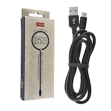 USB Дата кабель Micro USB, в кожаной оплётке, 1 метр, цвет черный.