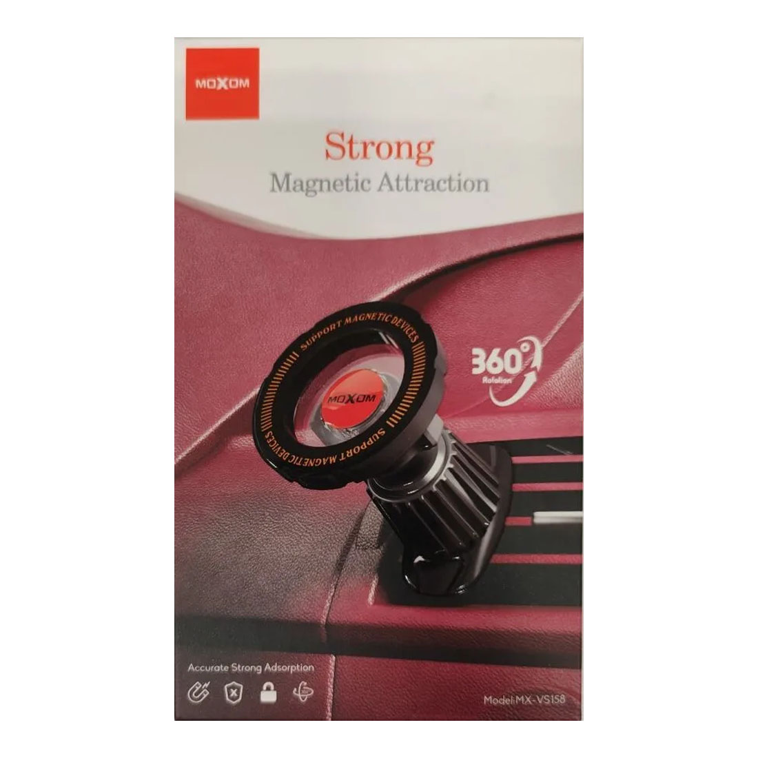 Автомобильный магнитный держатель MOXOM MX-VS158 для смартфона, в решетку воздуховода, цвет черный