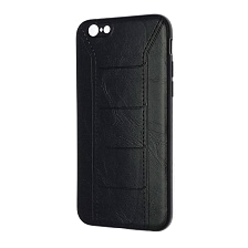 Чехол накладка R3 для APPLE iPhone 6, iPhone 6G, iPhone 6S, силикон, под кожу, цвет черный.