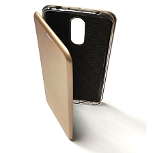 Чехол книжка для XIAOMI Redmi 5 Plus, экокожа, визитница, цвет золотистый